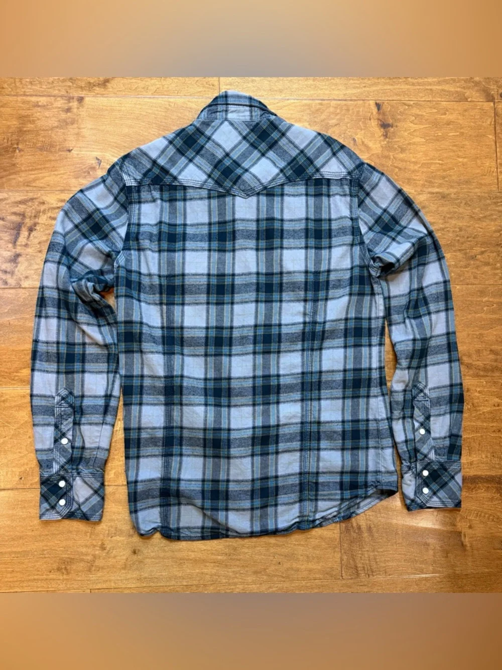 True Religion Pearl Snap Flannel Shirt Plaid Western Mens L